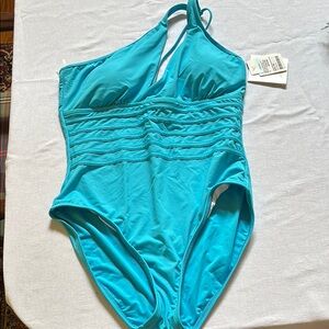 La Blanca Blue Asymmetrical One Piece Swimsuit